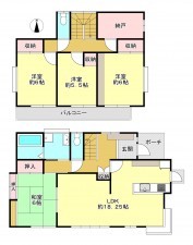 真岡市大谷台町、中古一戸建ての間取り画像です