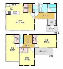 芳賀郡市貝町大字赤羽、中古一戸建ての間取り画像です