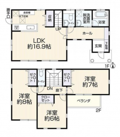 芳賀郡市貝町大字赤羽、中古一戸建ての間取り画像です