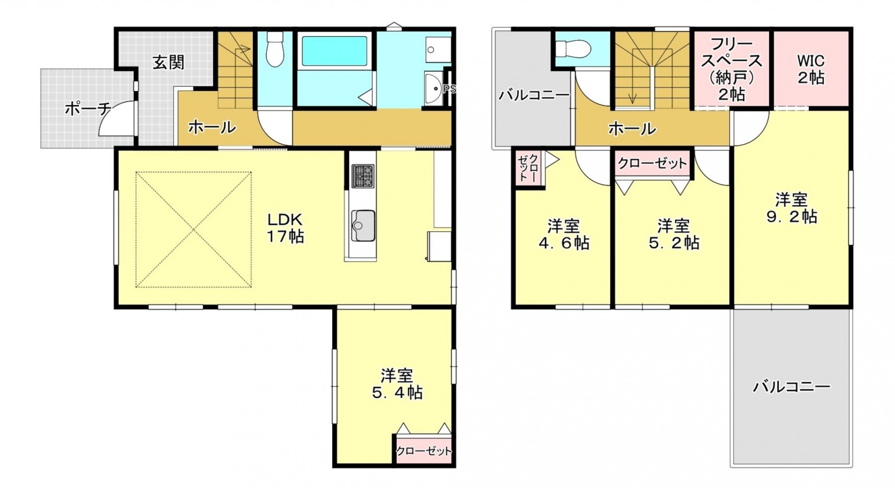 真岡市亀山、新築一戸建ての間取り画像です