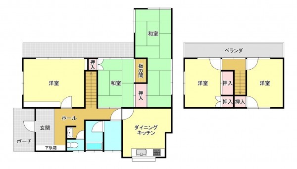 真岡市大谷台町、中古一戸建ての間取り画像です
