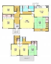 真岡市熊倉町、中古一戸建ての間取り画像です