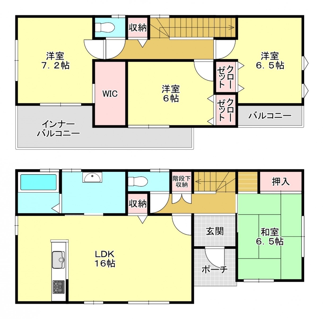 真岡市並木町、中古一戸建ての間取り画像です