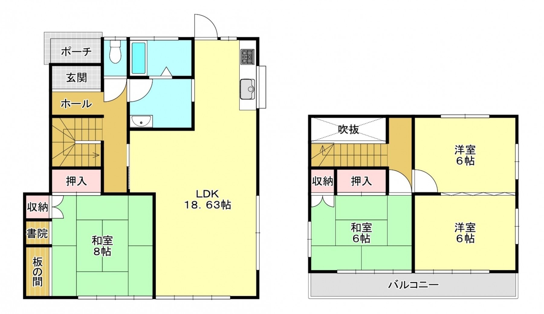 真岡市荒町、中古一戸建ての間取り画像です