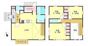 真岡市熊倉、中古一戸建ての間取り画像です