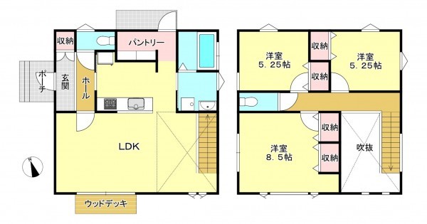 真岡市熊倉、中古一戸建ての間取り画像です