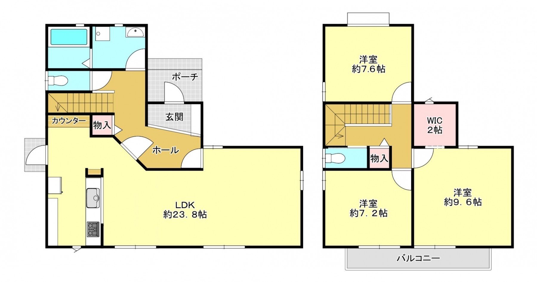 真岡市大谷台町、中古一戸建ての間取り画像です