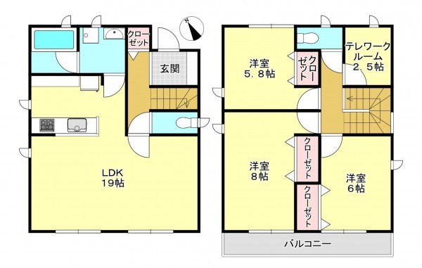 真岡市長田、新築一戸建ての間取り画像です