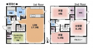 芳賀郡市貝町大字椎谷、中古一戸建ての間取り画像です