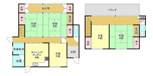 真岡市石島、中古一戸建ての間取り画像です