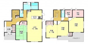 真岡市上大沼、中古一戸建ての間取り画像です