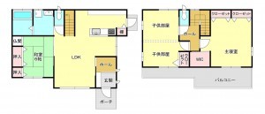 芳賀郡芳賀町大字与能、中古一戸建ての間取り画像です