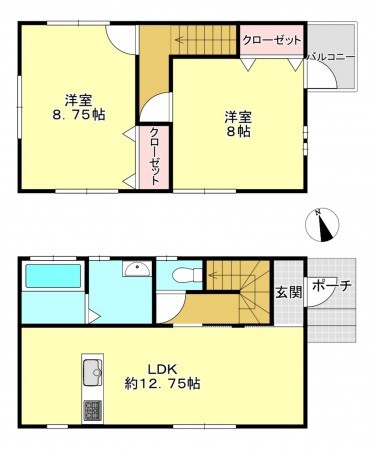 真岡市大谷新町、中古一戸建ての間取り画像です