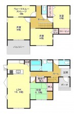 真岡市亀山、中古一戸建ての間取り画像です