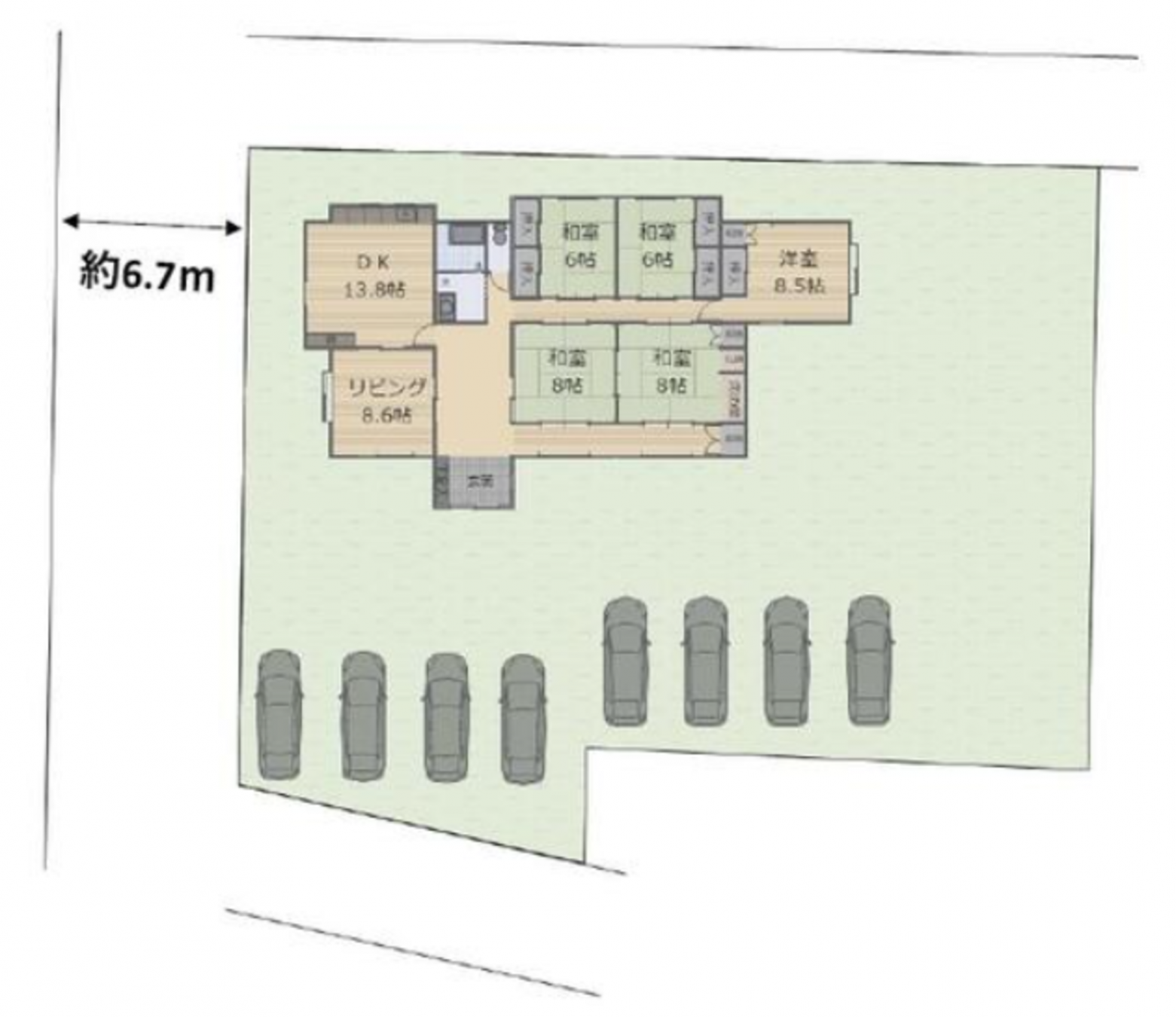 真岡市高田、中古一戸建ての間取り画像です