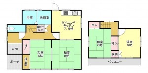真岡市八木岡、中古一戸建ての間取り画像です