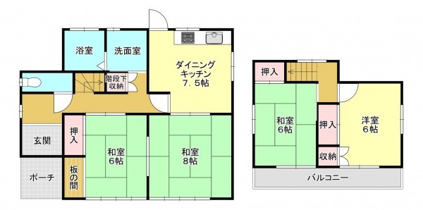 真岡市八木岡、中古一戸建ての間取り画像です
