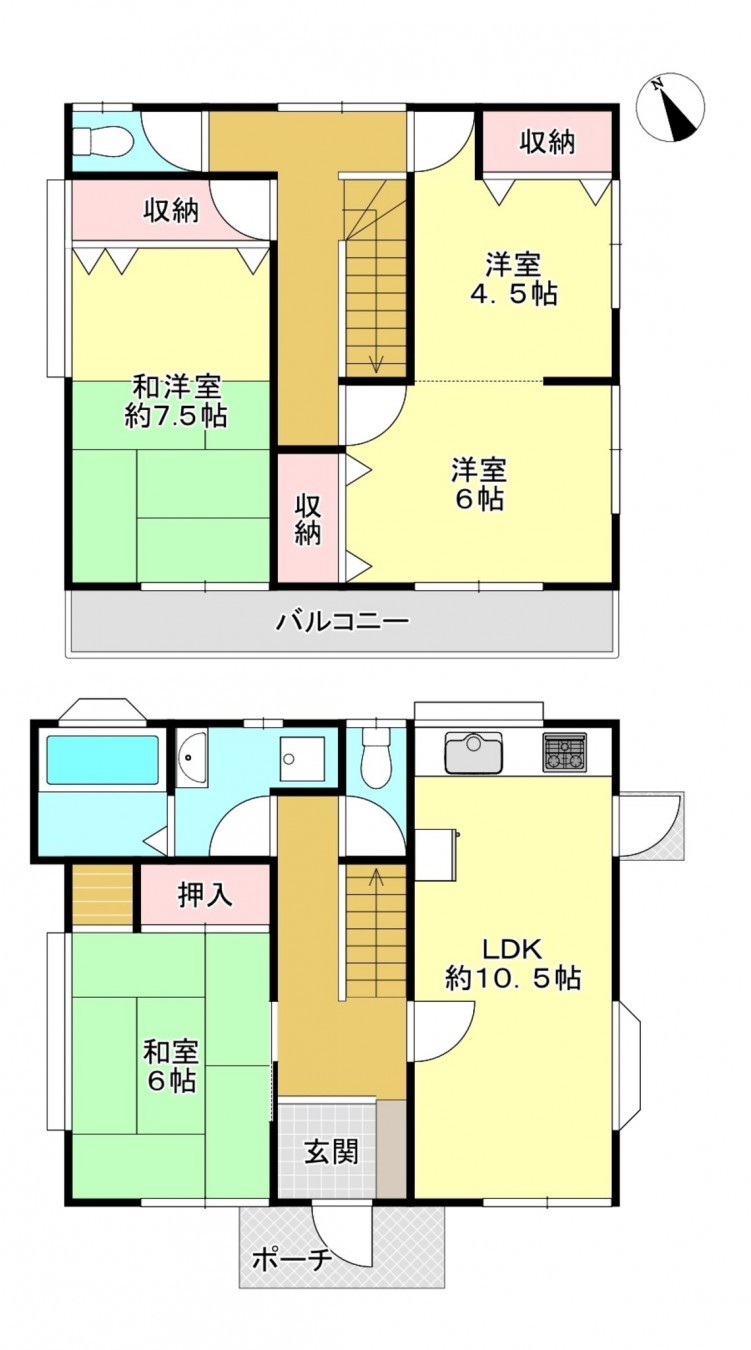 真岡市熊倉、中古一戸建ての間取り画像です