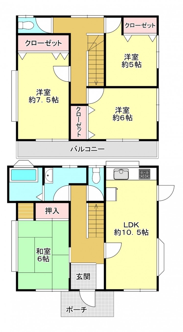 真岡市熊倉、中古一戸建ての間取り画像です