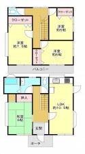 真岡市熊倉、中古一戸建ての間取り画像です