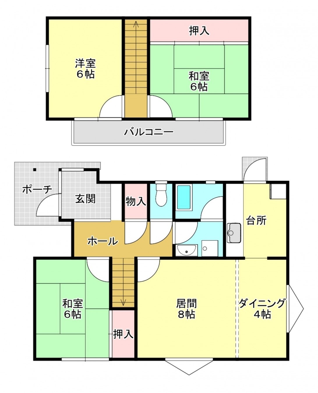 真岡市亀山、中古一戸建ての間取り画像です