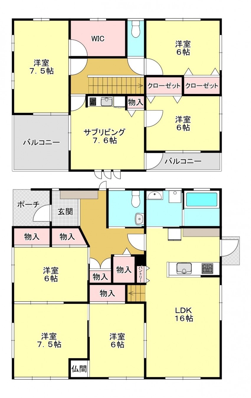 真岡市亀山、中古一戸建ての間取り画像です