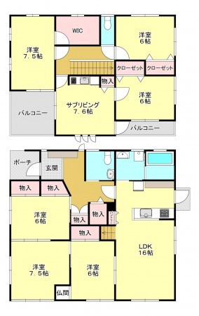 真岡市亀山、中古一戸建ての間取り画像です