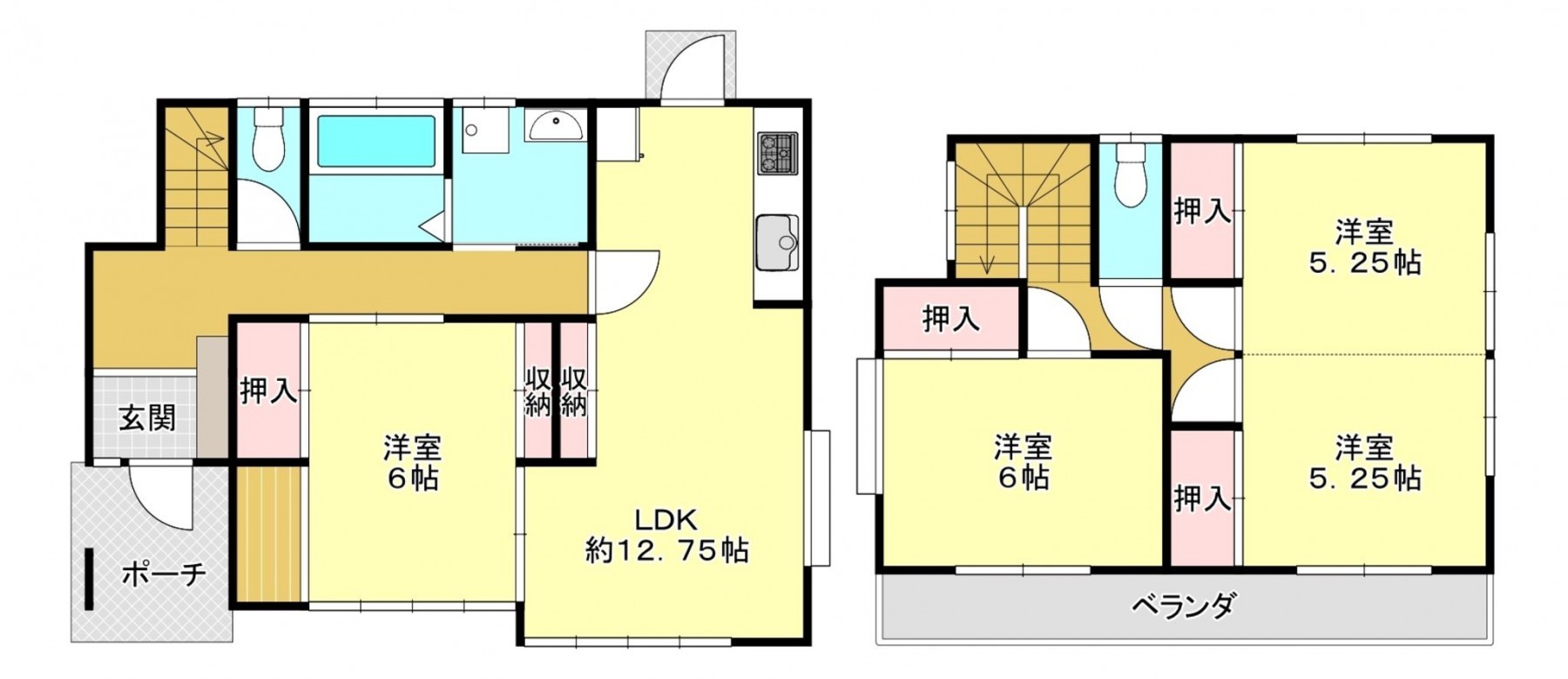 真岡市西郷、中古一戸建ての間取り画像です
