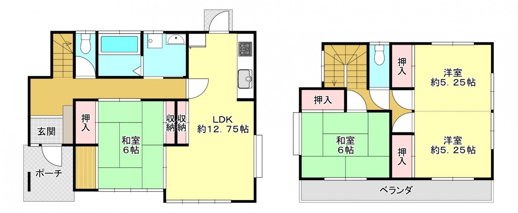 真岡市西郷、中古一戸建ての間取り画像です
