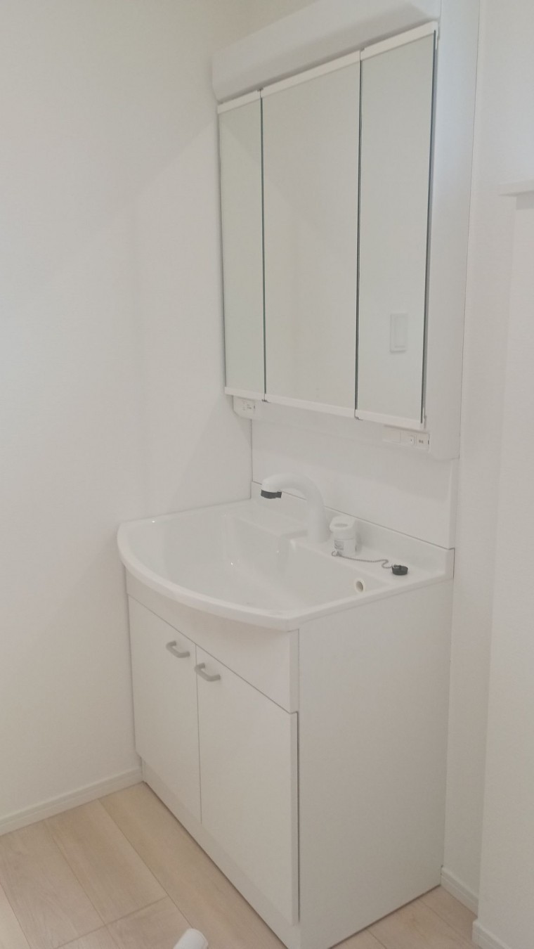 真岡市台町、新築一戸建ての洗面画像です