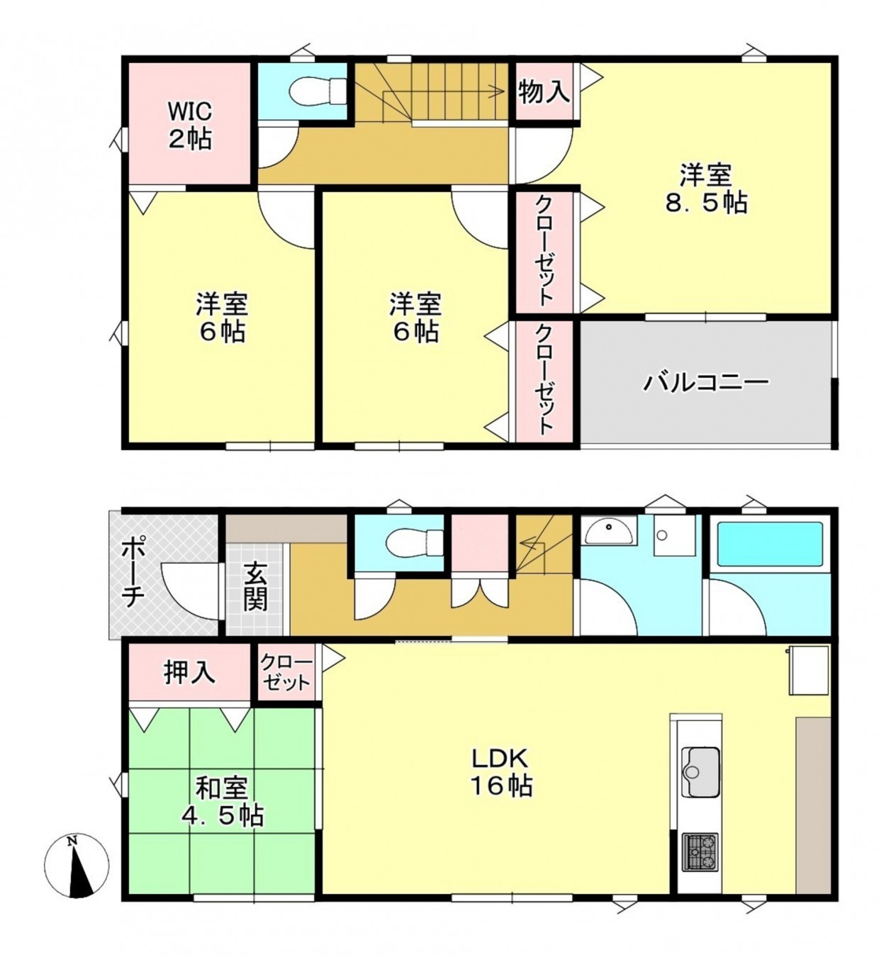 真岡市台町、新築一戸建ての間取り画像です