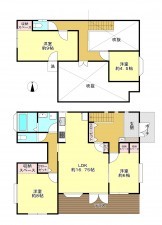 真岡市高勢町、中古一戸建ての間取り画像です