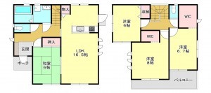 真岡市亀山、中古一戸建ての間取り画像です