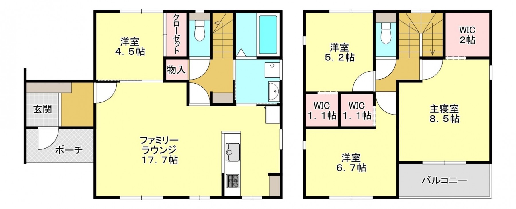 真岡市高勢町、新築一戸建ての間取り画像です