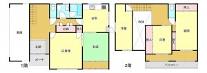 真岡市熊倉町、中古一戸建ての間取り画像です