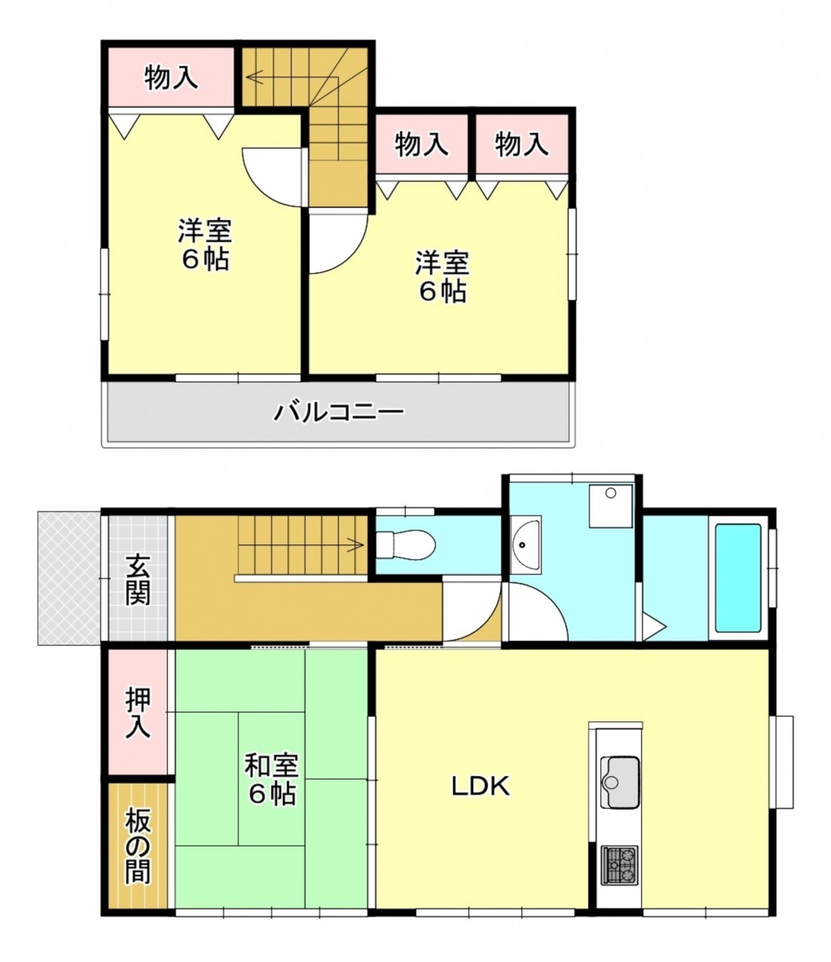 真岡市亀山、中古一戸建ての間取り画像です