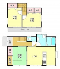 真岡市亀山、中古一戸建ての間取り画像です