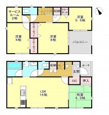 真岡市台町、新築一戸建ての間取り画像です