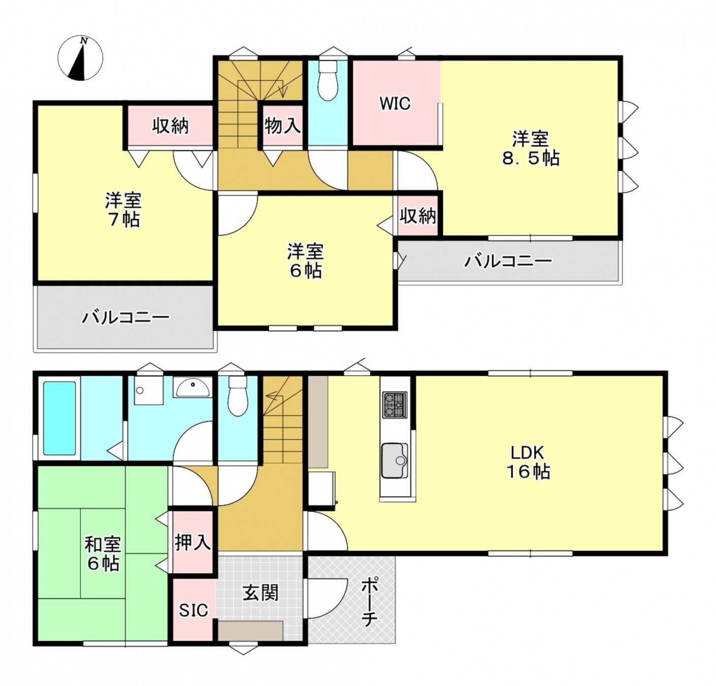 真岡市長田、新築一戸建ての間取り画像です