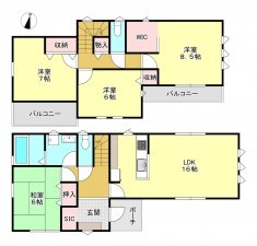 真岡市長田、新築一戸建ての間取り画像です