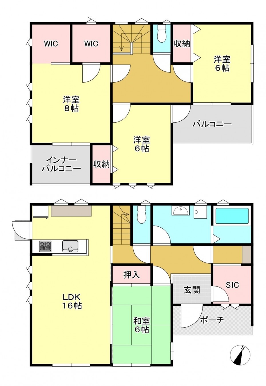 真岡市長田、新築一戸建ての間取り画像です