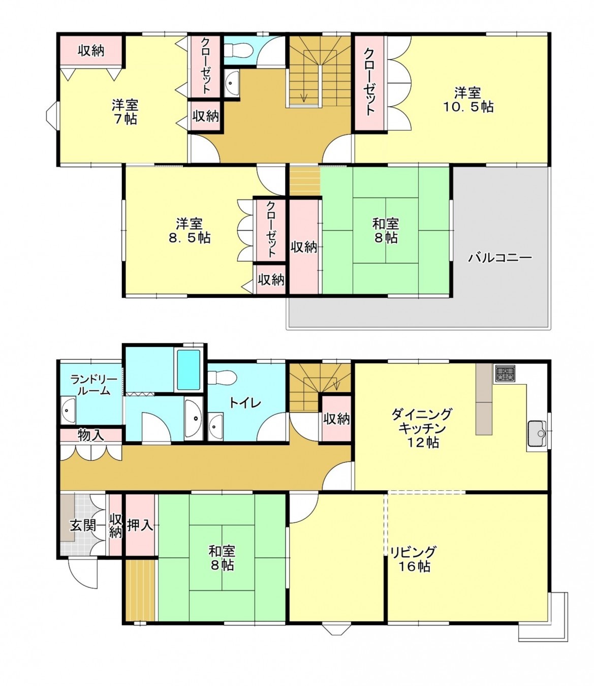 真岡市久下田西、中古一戸建ての間取り画像です