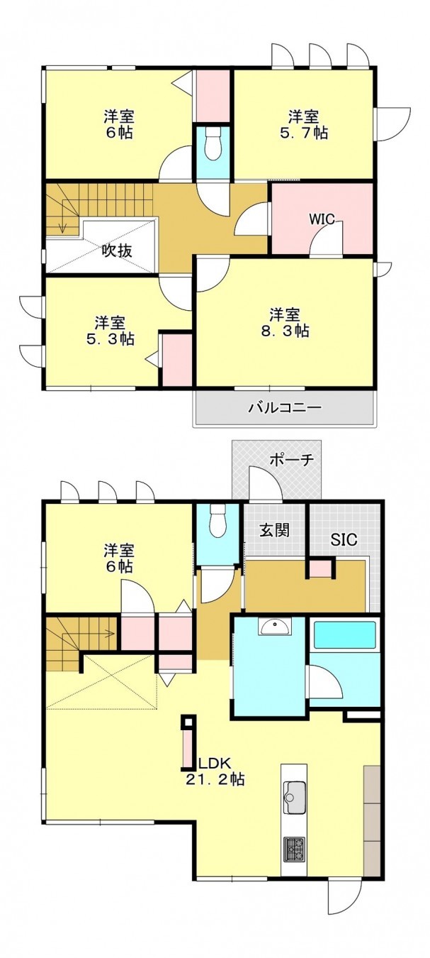 真岡市八木岡、中古一戸建ての間取り画像です