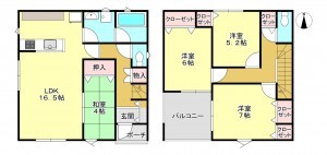 真岡市長田、新築一戸建ての間取り画像です