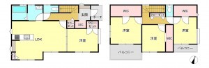 真岡市高勢町、中古一戸建ての間取り画像です