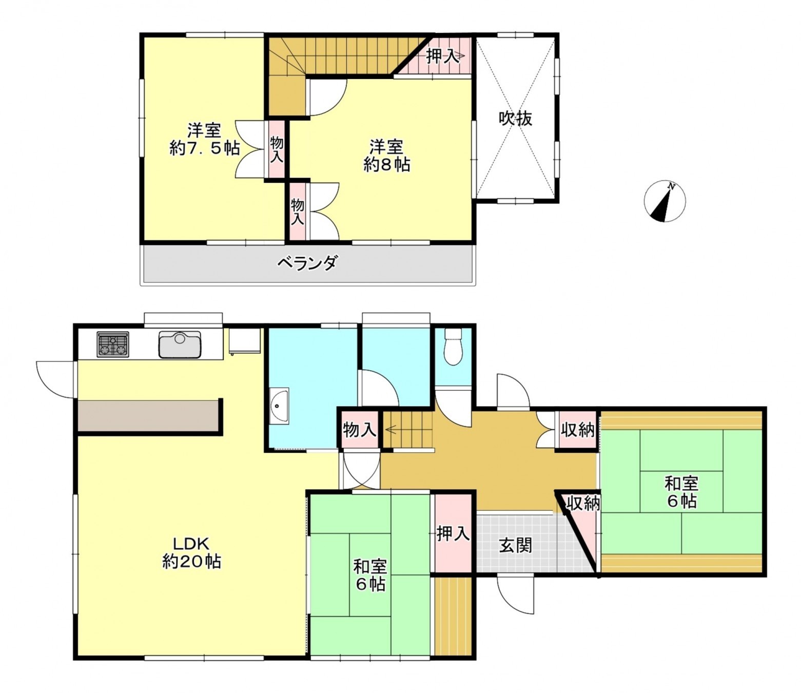 真岡市高勢町、中古一戸建ての間取り画像です