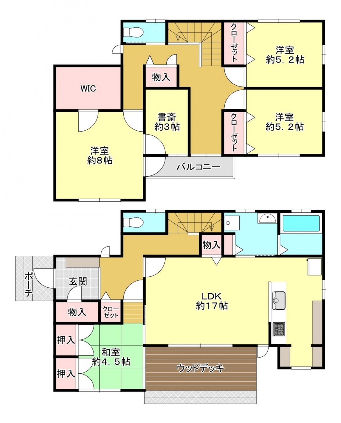 真岡市高勢町、中古一戸建ての間取り画像です