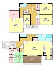 真岡市高勢町、中古一戸建ての間取り画像です