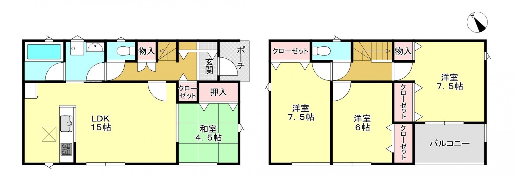 真岡市並木町、新築一戸建ての間取り画像です