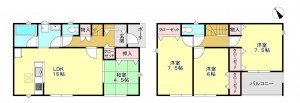 真岡市並木町、新築一戸建ての間取り画像です